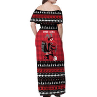Merry Krampusnacht Personalized Off Shoulder Maxi Dress Austrian Bavaria Alpine Christmas Demons - Wonder Print Shop