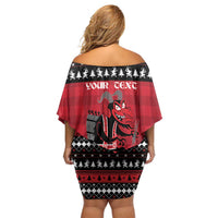 Merry Krampusnacht Personalized Off Shoulder Short Dress Austrian Bavaria Alpine Christmas Demons - Wonder Print Shop
