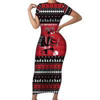 Merry Krampusnacht Personalized Short Sleeve Bodycon Dress Austrian Bavaria Alpine Christmas Demons - Wonder Print Shop