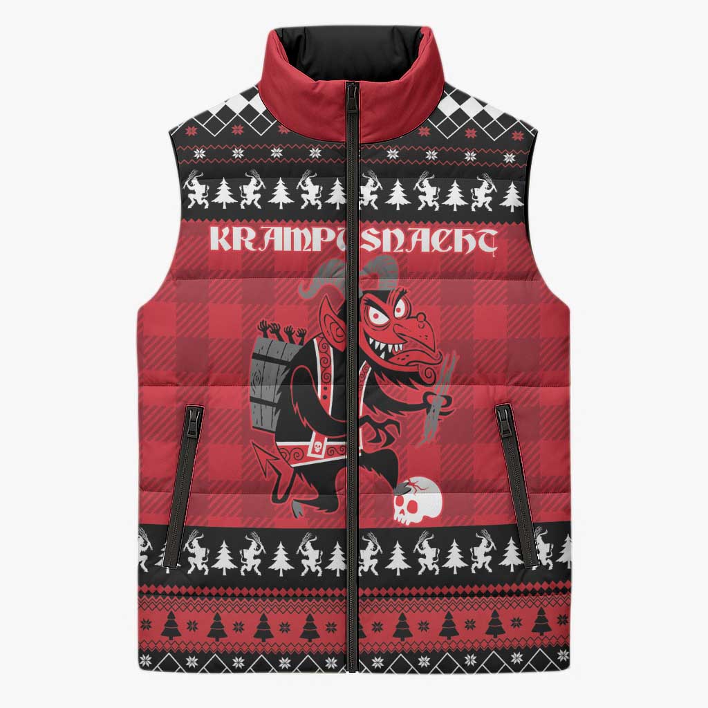 Merry Krampusnacht Personalized Sleeveless Puffer Jacket Austrian Bavaria Alpine Christmas Demons - Wonder Print Shop
