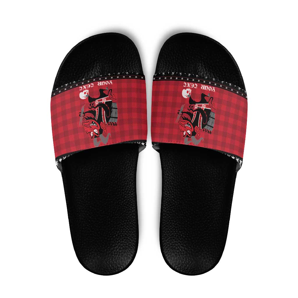 Merry Krampusnacht Personalized Slide Sandals Austrian Bavaria Alpine Christmas Demons - Wonder Print Shop