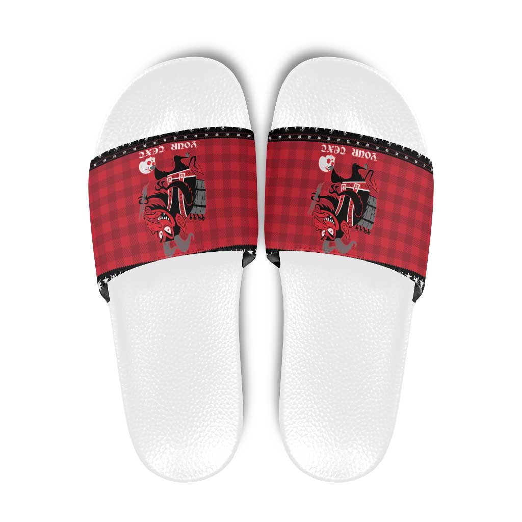 Merry Krampusnacht Personalized Slide Sandals Austrian Bavaria Alpine Christmas Demons - Wonder Print Shop
