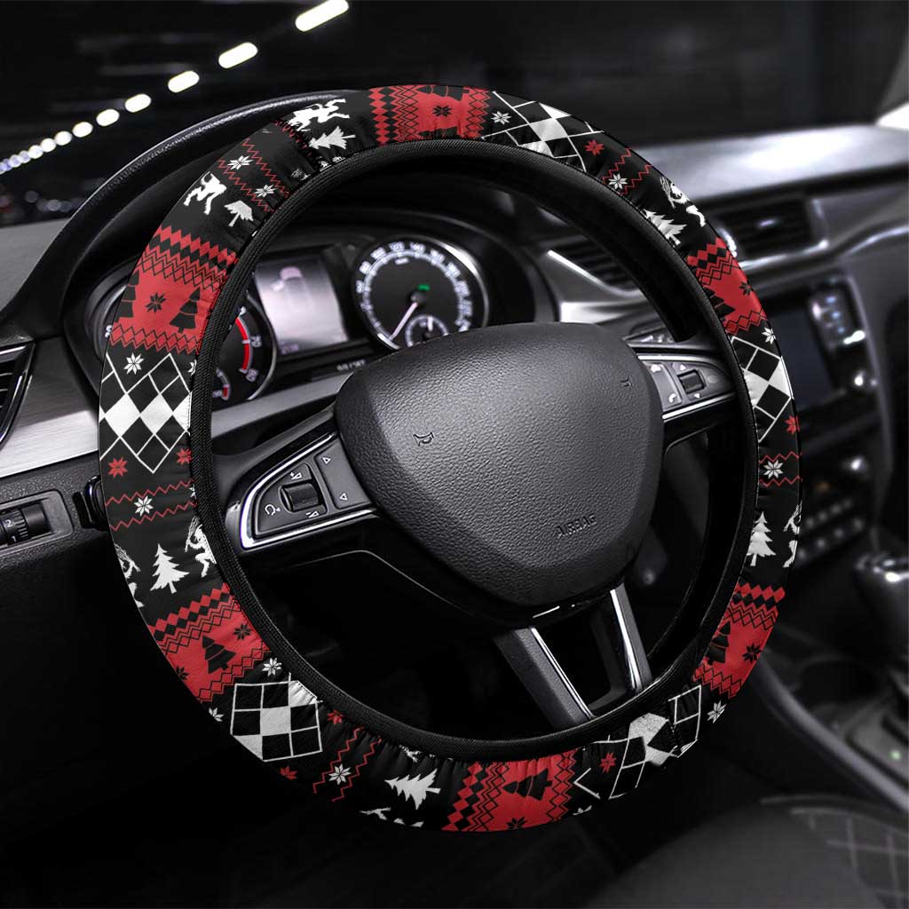 Merry Krampusnacht Steering Wheel Cover Austrian Bavaria Alpine Christmas Demons - Wonder Print Shop