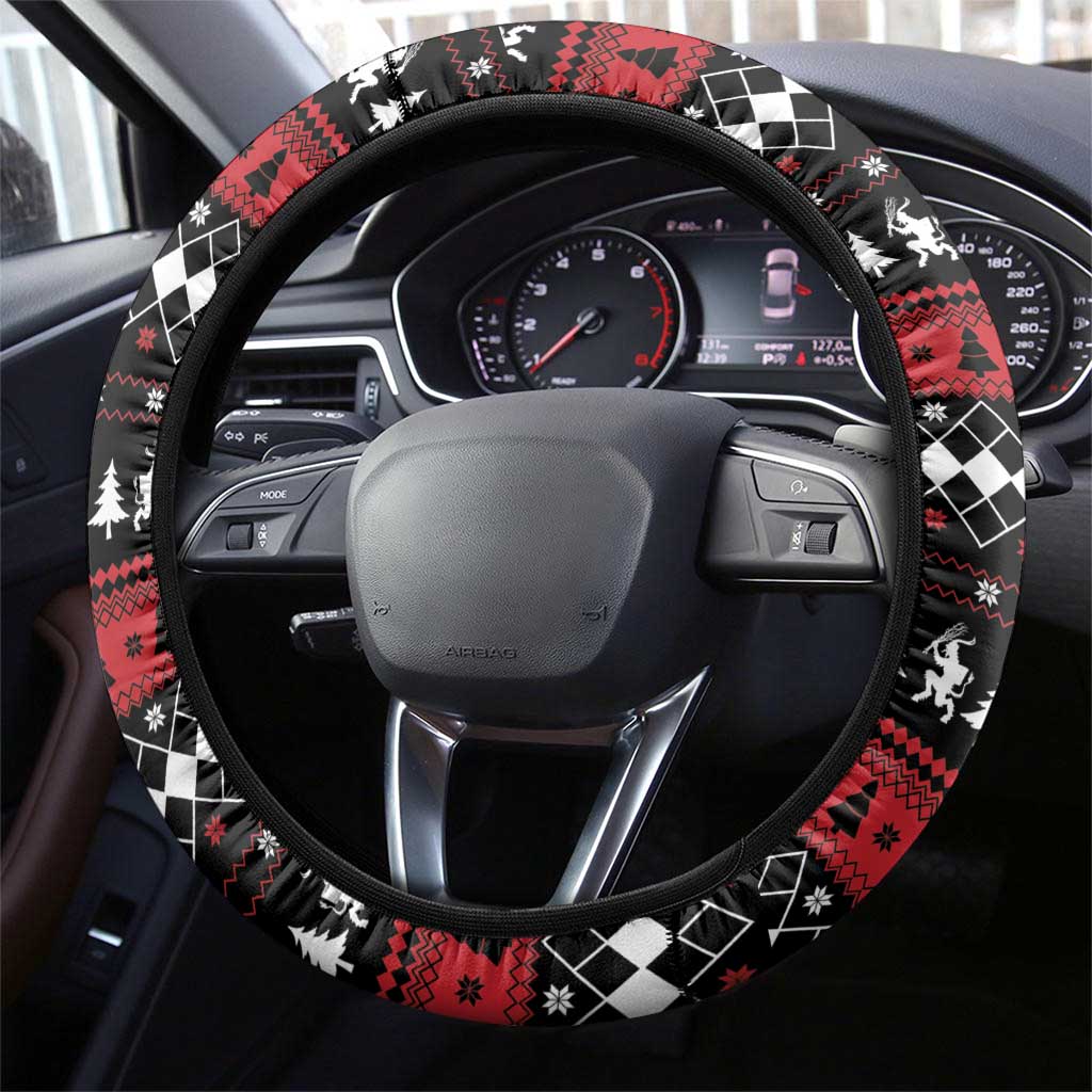 Merry Krampusnacht Steering Wheel Cover Austrian Bavaria Alpine Christmas Demons - Wonder Print Shop
