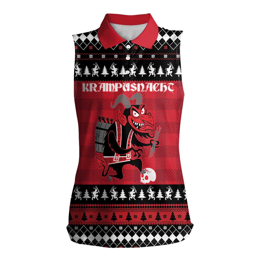 Merry Krampusnacht Personalized Women Sleeveless Polo Shirt Austrian Bavaria Alpine Christmas Demons - Wonder Print Shop