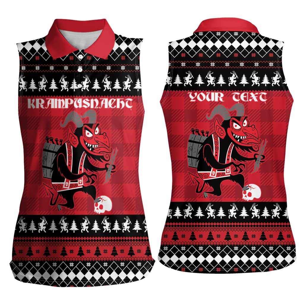 Merry Krampusnacht Personalized Women Sleeveless Polo Shirt Austrian Bavaria Alpine Christmas Demons - Wonder Print Shop