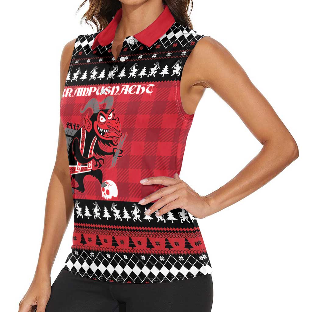 Merry Krampusnacht Personalized Women Sleeveless Polo Shirt Austrian Bavaria Alpine Christmas Demons - Wonder Print Shop