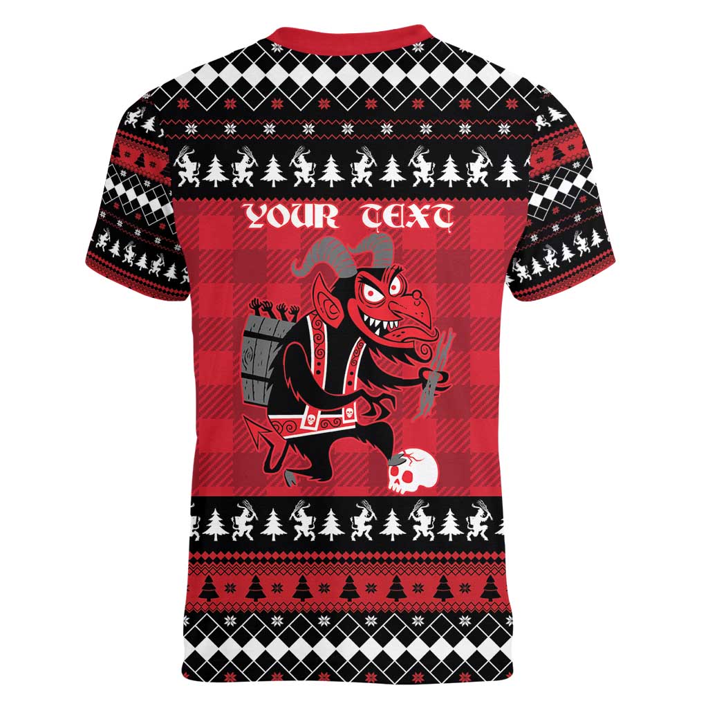 Merry Krampusnacht Personalized Women V-Neck T-Shirt Austrian Bavaria Alpine Christmas Demons - Wonder Print Shop