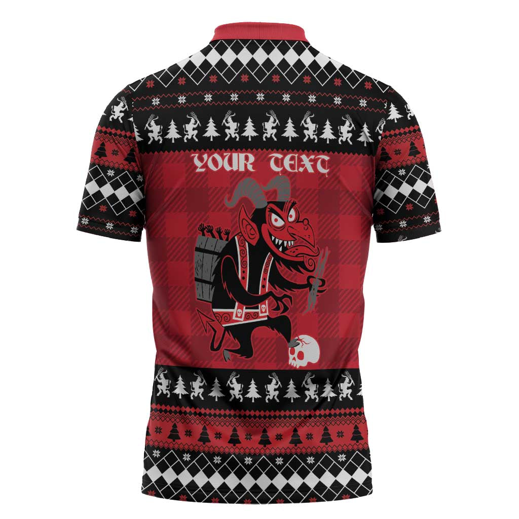 Merry Krampusnacht Personalized Zipper Polo Shirt Austrian Bavaria Alpine Christmas Demons - Wonder Print Shop