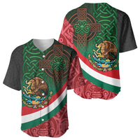 Mexico and Ireland Together Baseball Jersey Aztec Sun Mix Celtic Shamrock - Wonder Print Shop