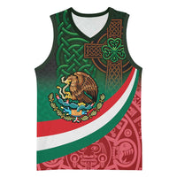Mexico and Ireland Together Basketball Jersey Aztec Sun Mix Celtic Shamrock - Wonder Print Shop