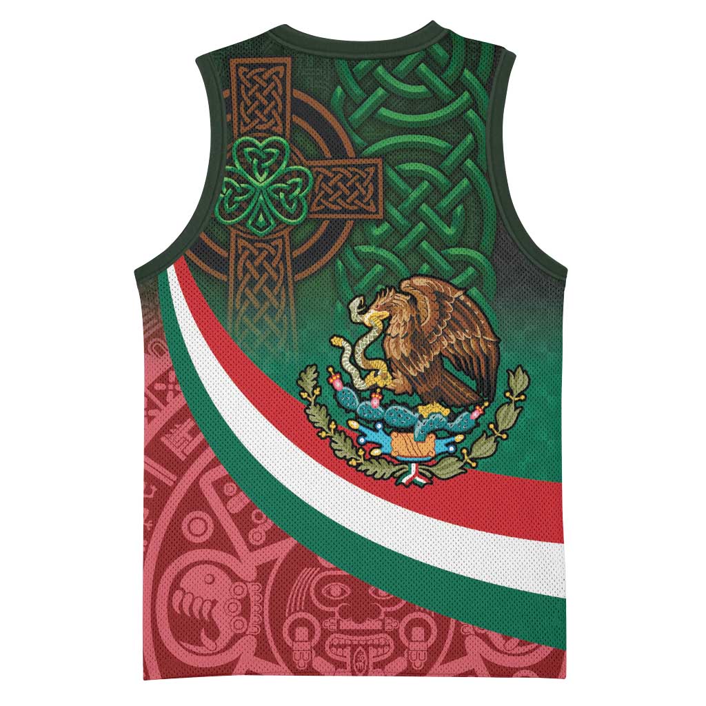 Mexico and Ireland Together Basketball Jersey Aztec Sun Mix Celtic Shamrock - Wonder Print Shop