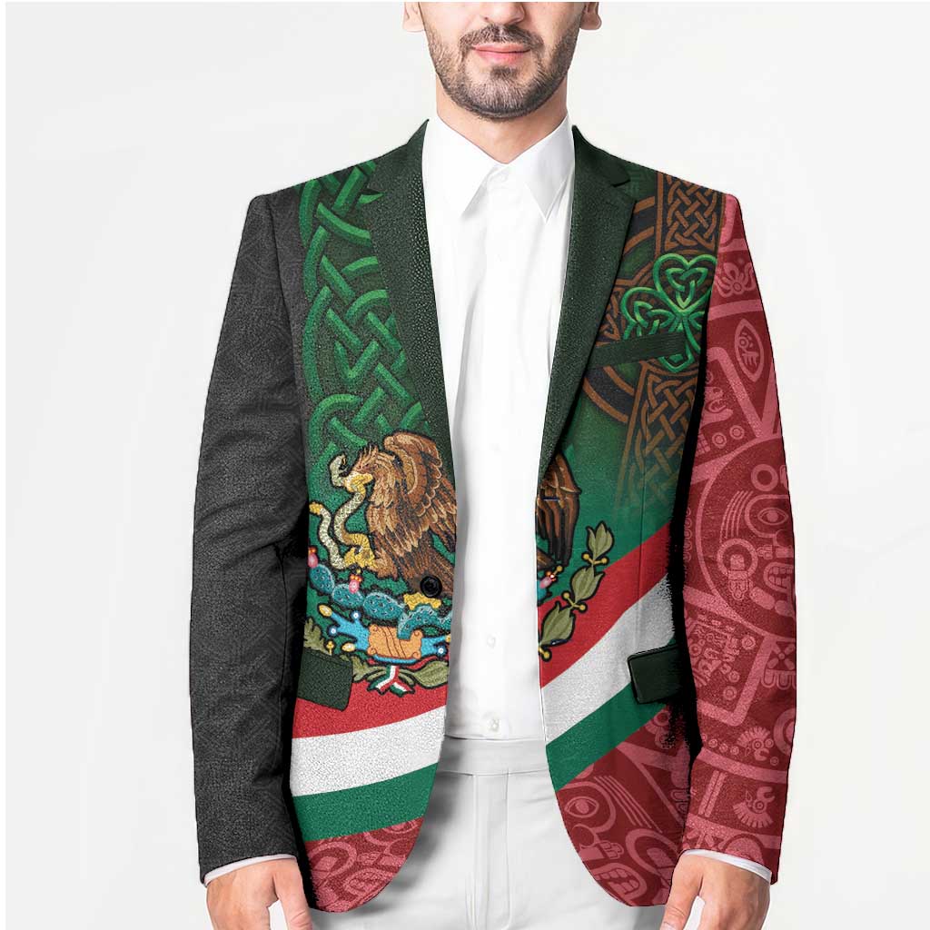 Mexico and Ireland Together Blazer Aztec Sun Mix Celtic Shamrock - Wonder Print Shop