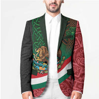 Mexico and Ireland Together Blazer Aztec Sun Mix Celtic Shamrock - Wonder Print Shop