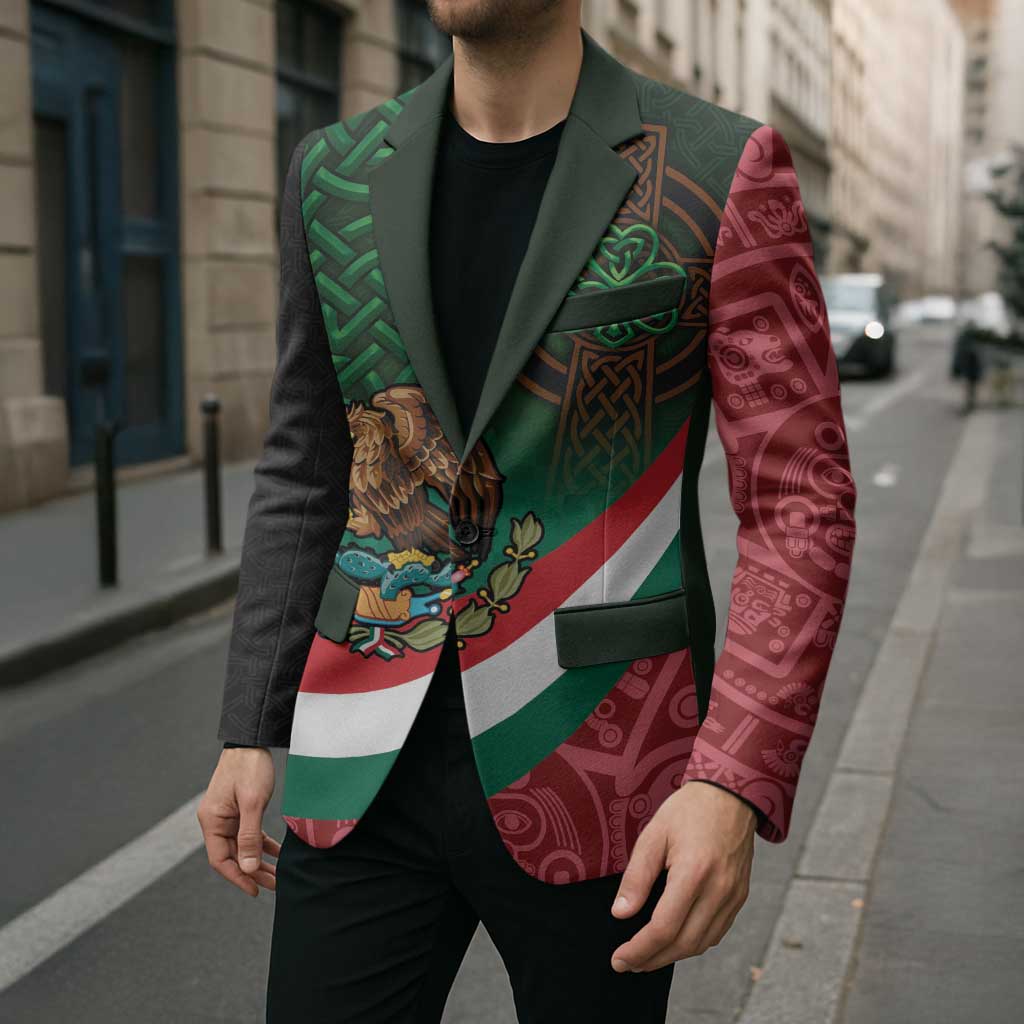 Mexico and Ireland Together Blazer Aztec Sun Mix Celtic Shamrock - Wonder Print Shop