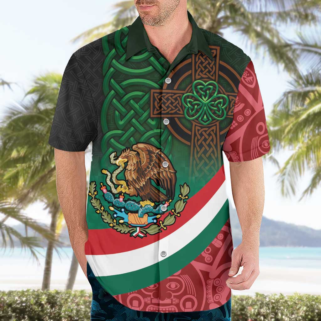 Mexico and Ireland Together Hawaiian Shirt Aztec Sun Mix Celtic Shamrock - Wonder Print Shop