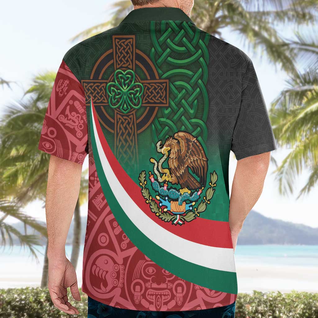 Mexico and Ireland Together Hawaiian Shirt Aztec Sun Mix Celtic Shamrock - Wonder Print Shop