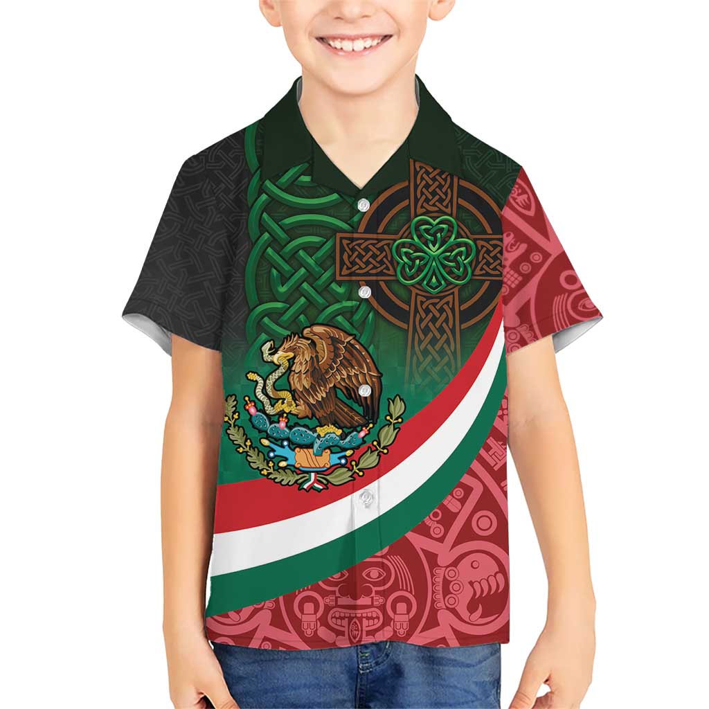 Mexico and Ireland Together Hawaiian Shirt Aztec Sun Mix Celtic Shamrock - Wonder Print Shop