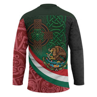 Mexico and Ireland Together Hockey Jersey Aztec Sun Mix Celtic Shamrock - Wonder Print Shop