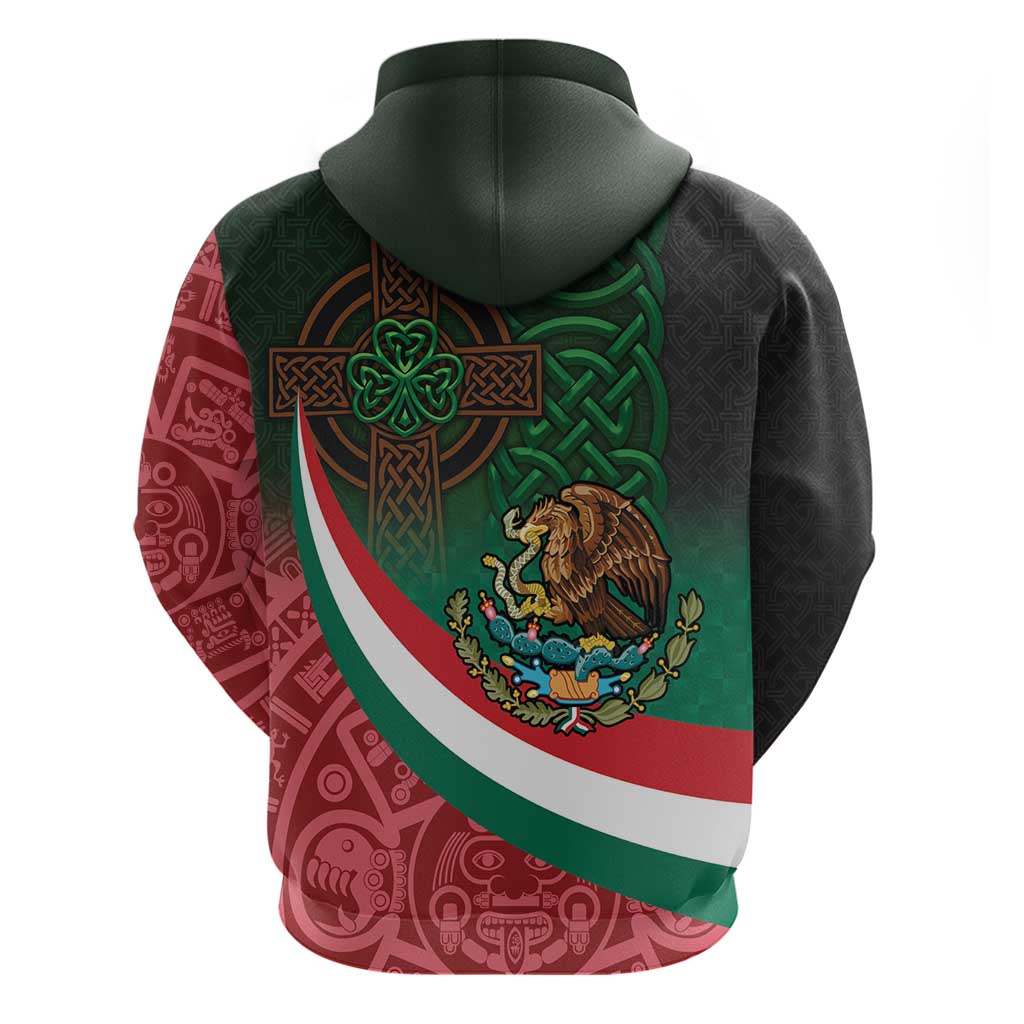 Mexico and Ireland Together Hoodie Aztec Sun Mix Celtic Shamrock - Wonder Print Shop