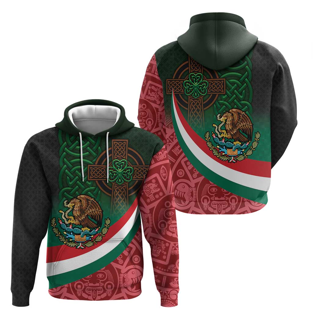Mexico and Ireland Together Hoodie Aztec Sun Mix Celtic Shamrock - Wonder Print Shop