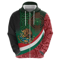 Mexico and Ireland Together Hoodie Aztec Sun Mix Celtic Shamrock - Wonder Print Shop