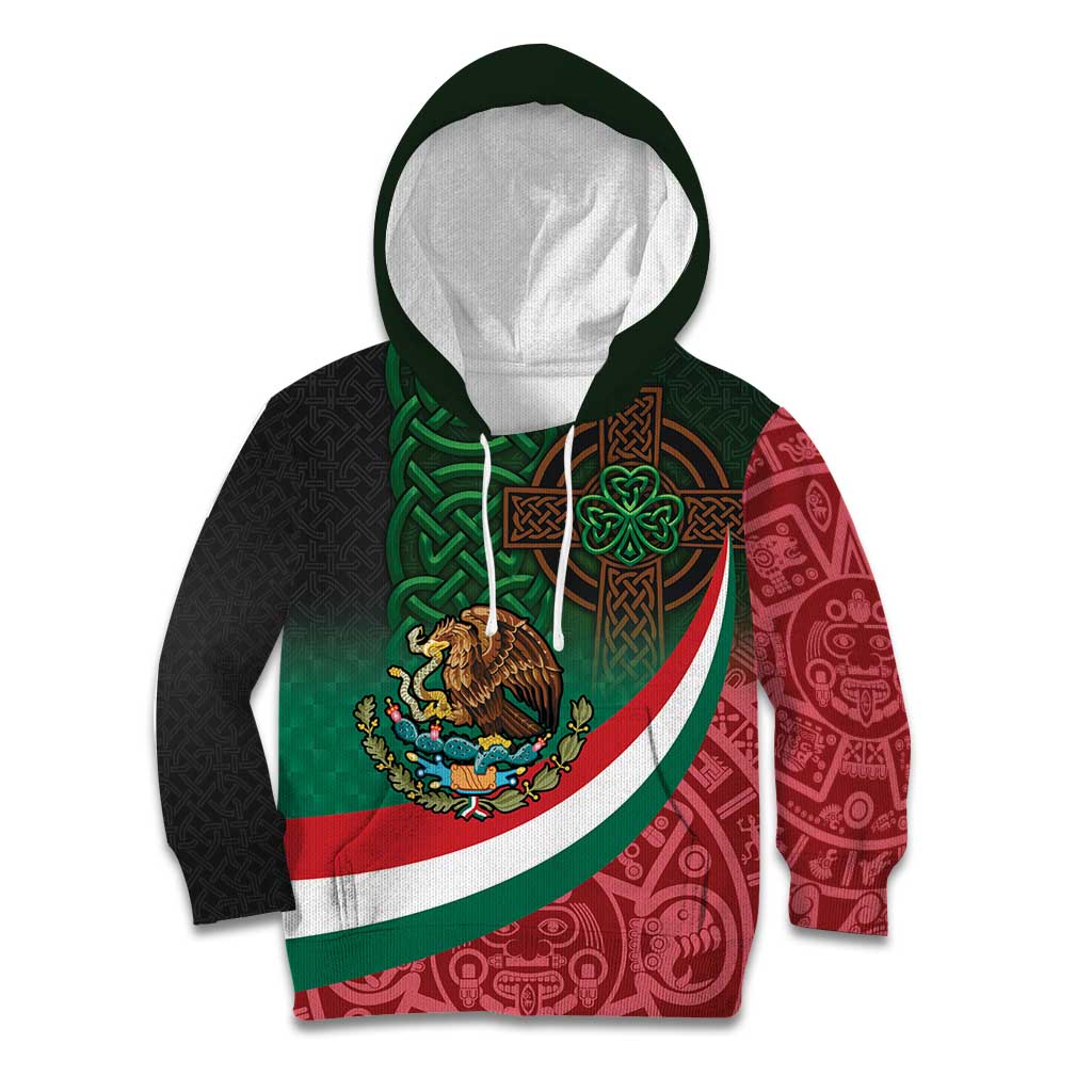 Mexico and Ireland Together Kid Hoodie Aztec Sun Mix Celtic Shamrock - Wonder Print Shop
