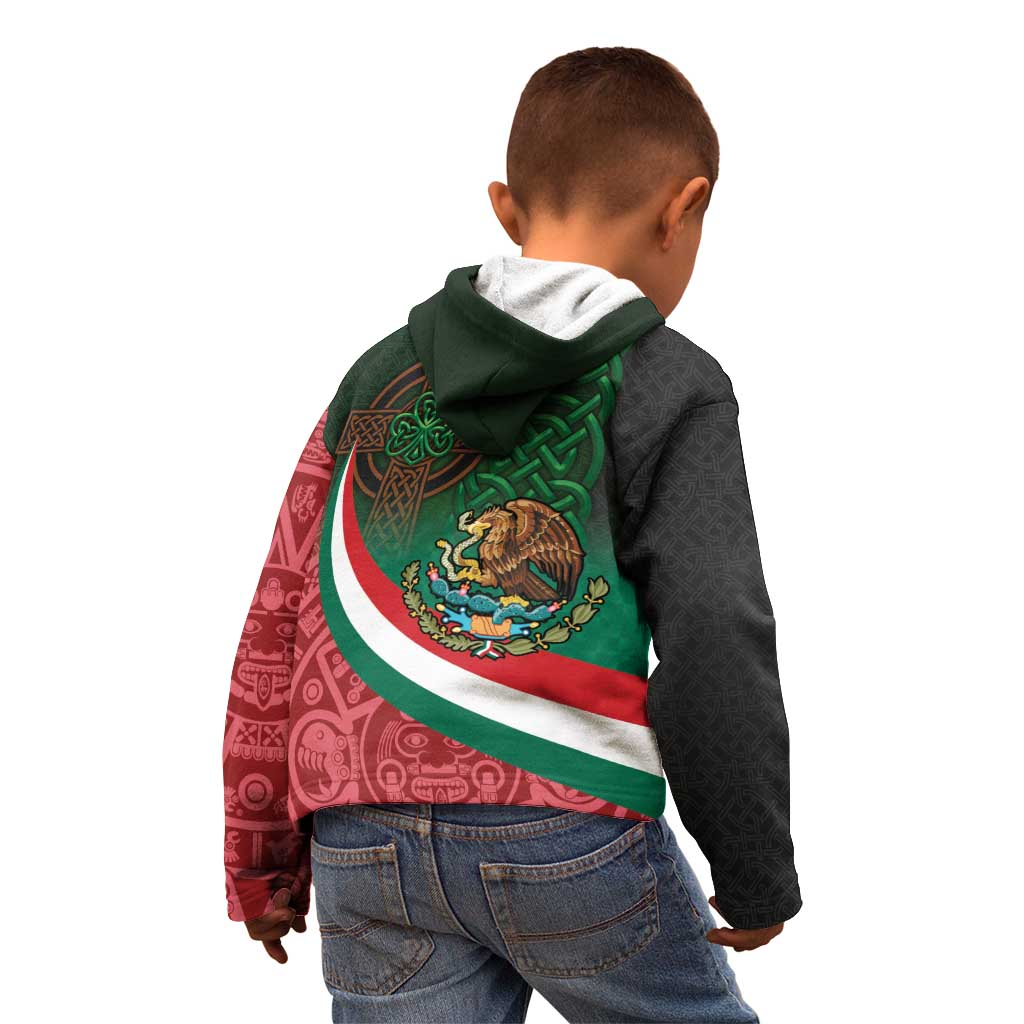 Mexico and Ireland Together Kid Hoodie Aztec Sun Mix Celtic Shamrock - Wonder Print Shop