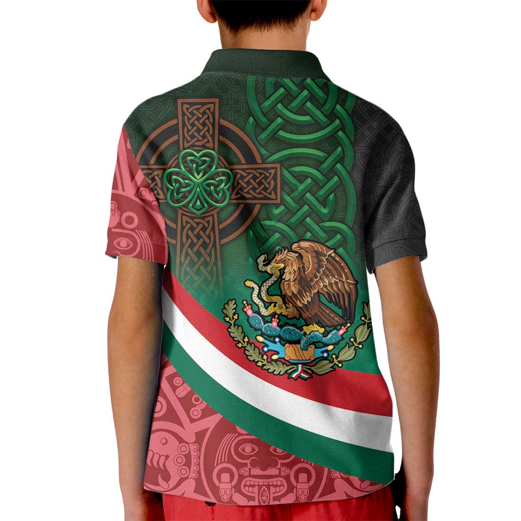 Mexico and Ireland Together Kid Polo Shirt Aztec Sun Mix Celtic Shamrock - Wonder Print Shop