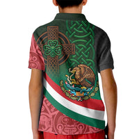 Mexico and Ireland Together Kid Polo Shirt Aztec Sun Mix Celtic Shamrock - Wonder Print Shop