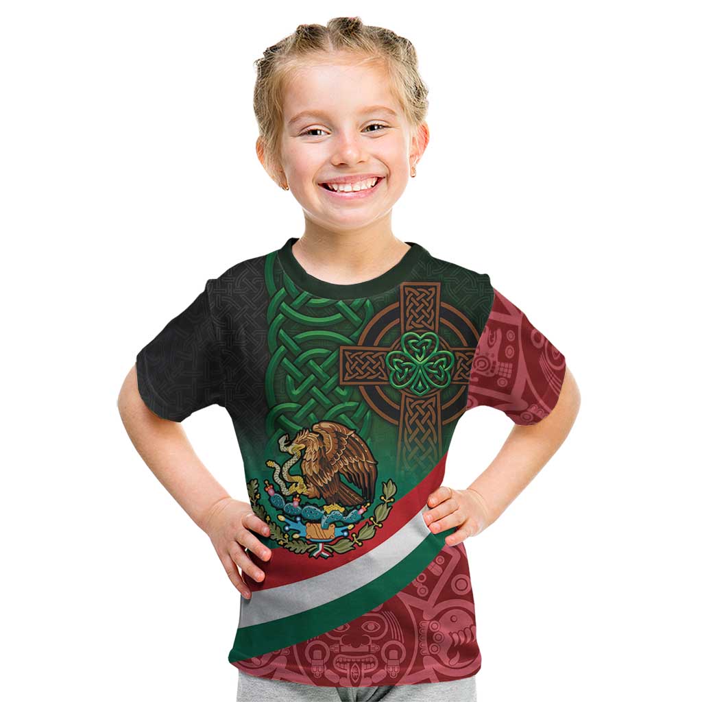 Mexico and Ireland Together Kid T Shirt Aztec Sun Mix Celtic Shamrock - Wonder Print Shop