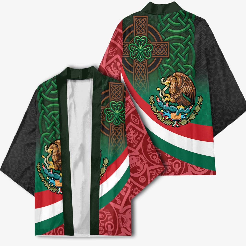 Mexico and Ireland Together Kimono Aztec Sun Mix Celtic Shamrock - Wonder Print Shop