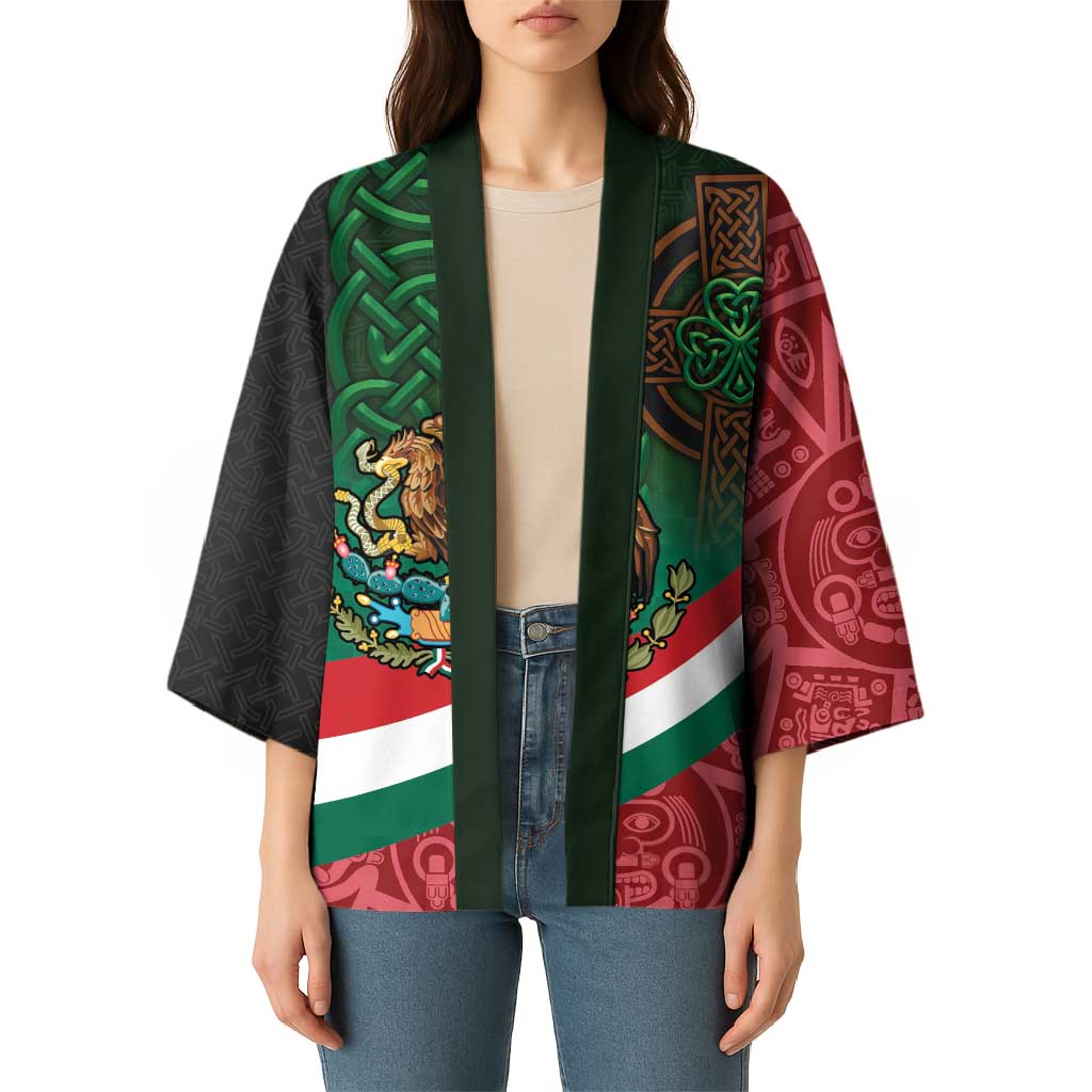 Mexico and Ireland Together Kimono Aztec Sun Mix Celtic Shamrock - Wonder Print Shop