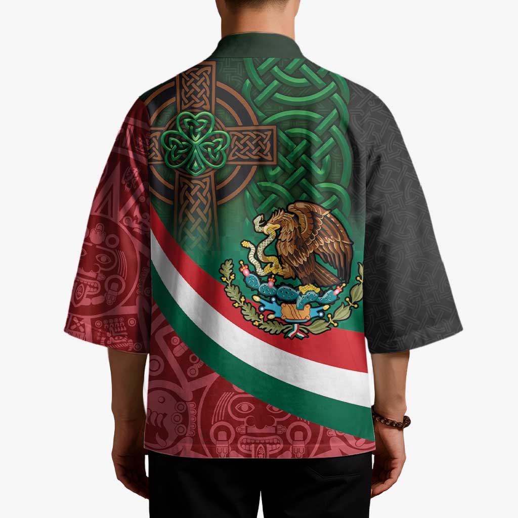 Mexico and Ireland Together Kimono Aztec Sun Mix Celtic Shamrock - Wonder Print Shop