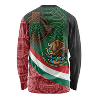 Mexico and Ireland Together Long Sleeve Shirt Aztec Sun Mix Celtic Shamrock - Wonder Print Shop