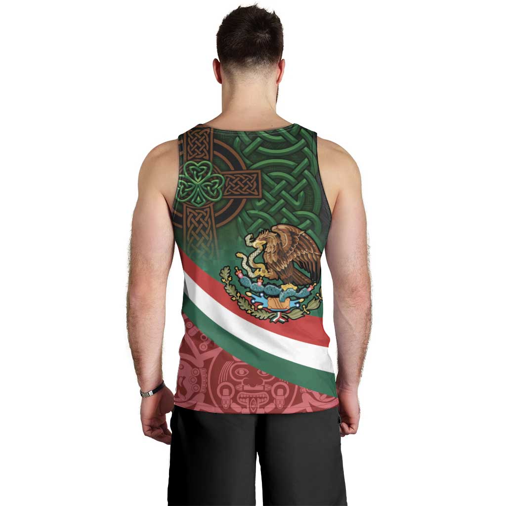 Mexico and Ireland Together Men Tank Top Aztec Sun Mix Celtic Shamrock - Wonder Print Shop