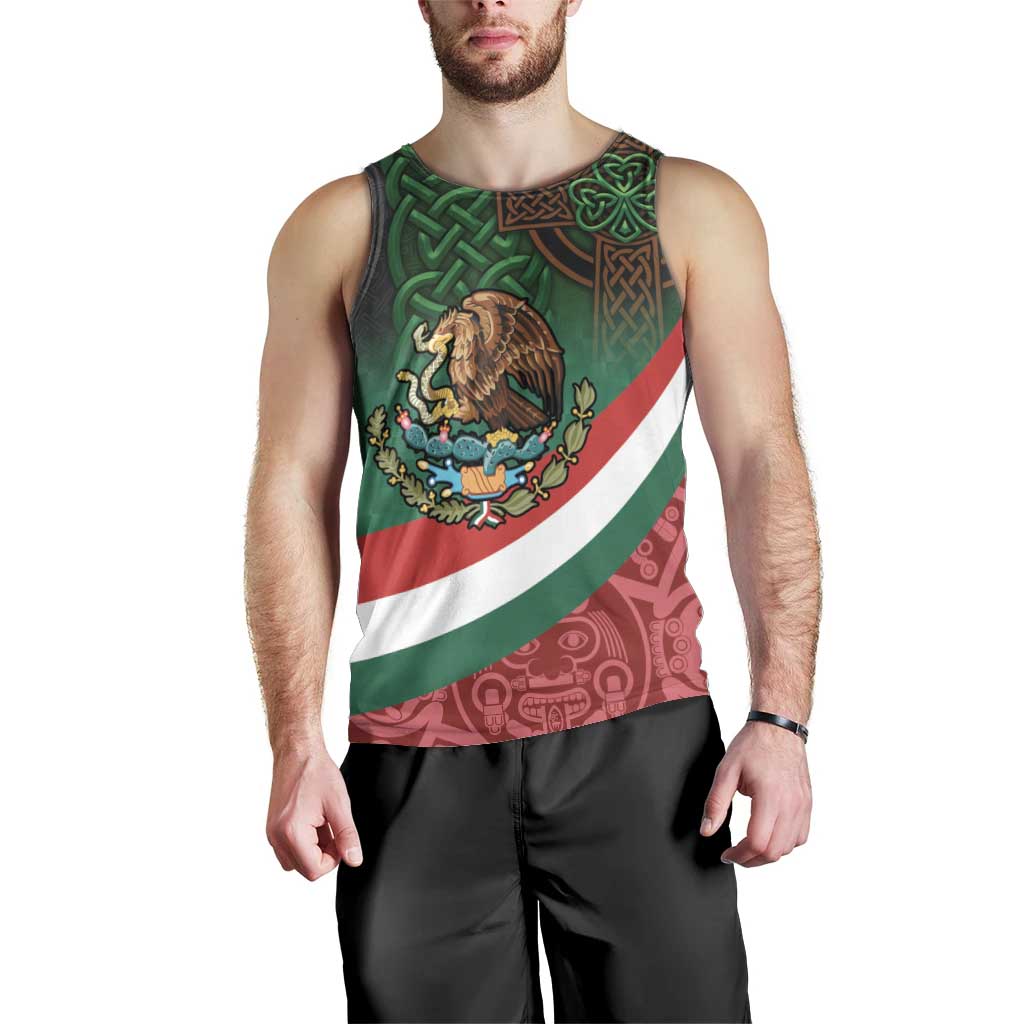 Mexico and Ireland Together Men Tank Top Aztec Sun Mix Celtic Shamrock - Wonder Print Shop