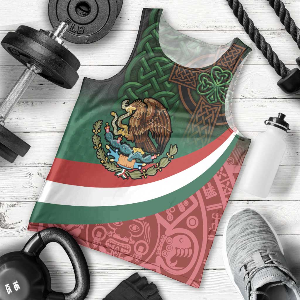 Mexico and Ireland Together Men Tank Top Aztec Sun Mix Celtic Shamrock - Wonder Print Shop