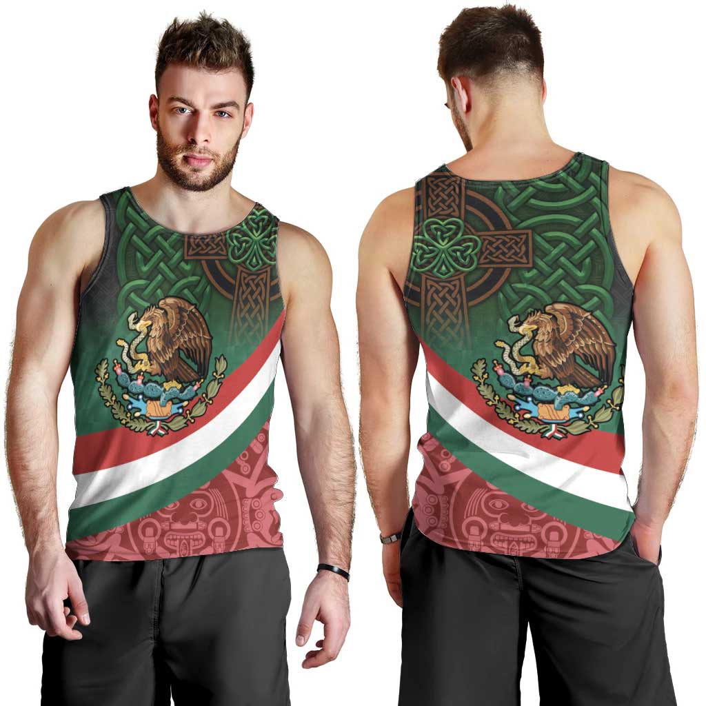 Mexico and Ireland Together Men Tank Top Aztec Sun Mix Celtic Shamrock - Wonder Print Shop