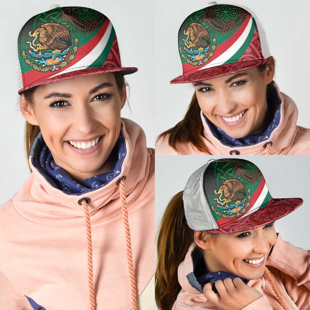 Mexico and Ireland Together Mesh Trucker Cap Aztec Sun Mix Celtic Shamrock - Wonder Print Shop