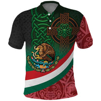 Mexico and Ireland Together Polo Shirt Aztec Sun Mix Celtic Shamrock - Wonder Print Shop