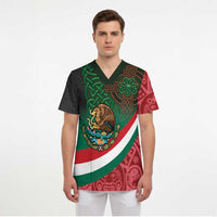 Mexico and Ireland Together Scrub Top Aztec Sun Mix Celtic Shamrock - Wonder Print Shop