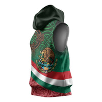 Mexico and Ireland Together Sleeveless Hoodie Aztec Sun Mix Celtic Shamrock - Wonder Print Shop