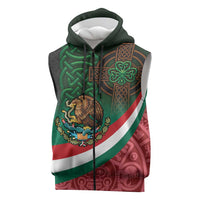 Mexico and Ireland Together Sleeveless Zip Hoodie Aztec Sun Mix Celtic Shamrock - Wonder Print Shop