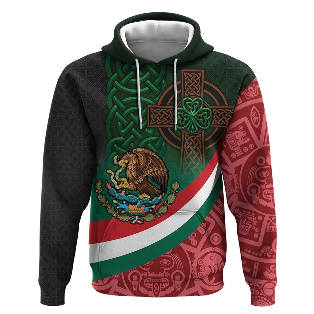Mexico and Ireland Together Zip Hoodie Aztec Sun Mix Celtic Shamrock - Wonder Print Shop