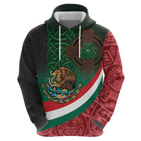 Mexico and Ireland Together Zip Hoodie Aztec Sun Mix Celtic Shamrock - Wonder Print Shop