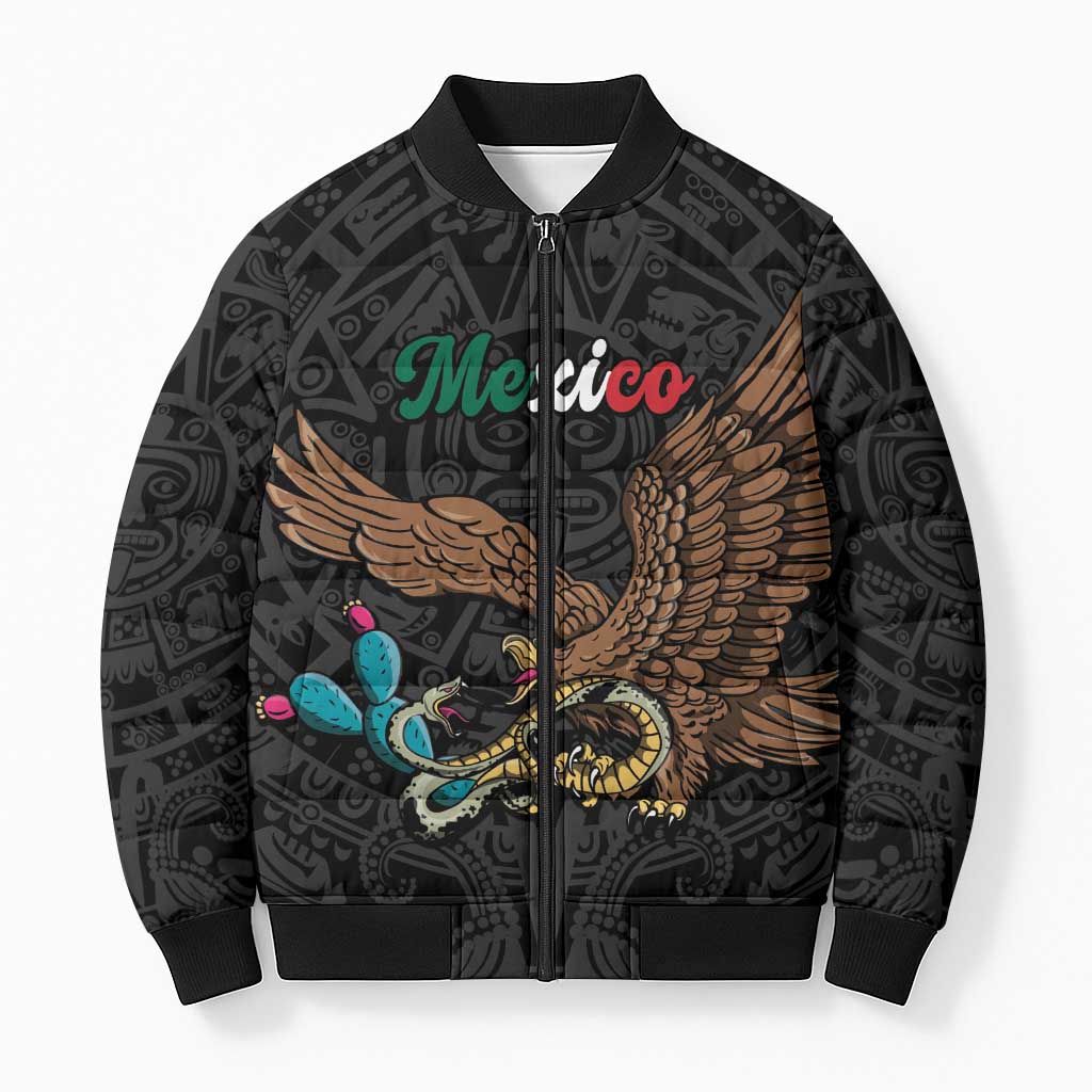 Black Mexico Aztec Custom Bomber Puffer Jacket Special Edition Heritage - Wonder Print Shop