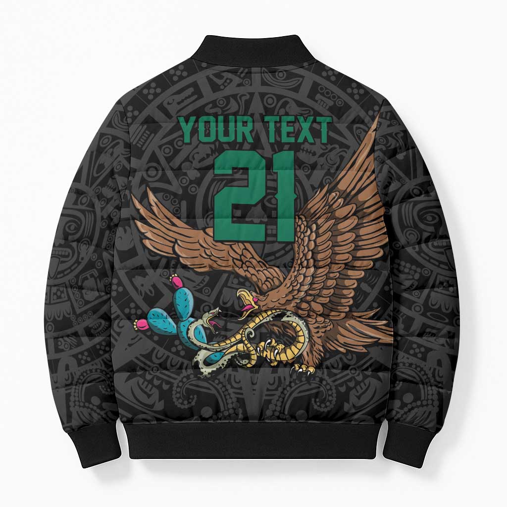 Black Mexico Aztec Custom Bomber Puffer Jacket Special Edition Heritage - Wonder Print Shop