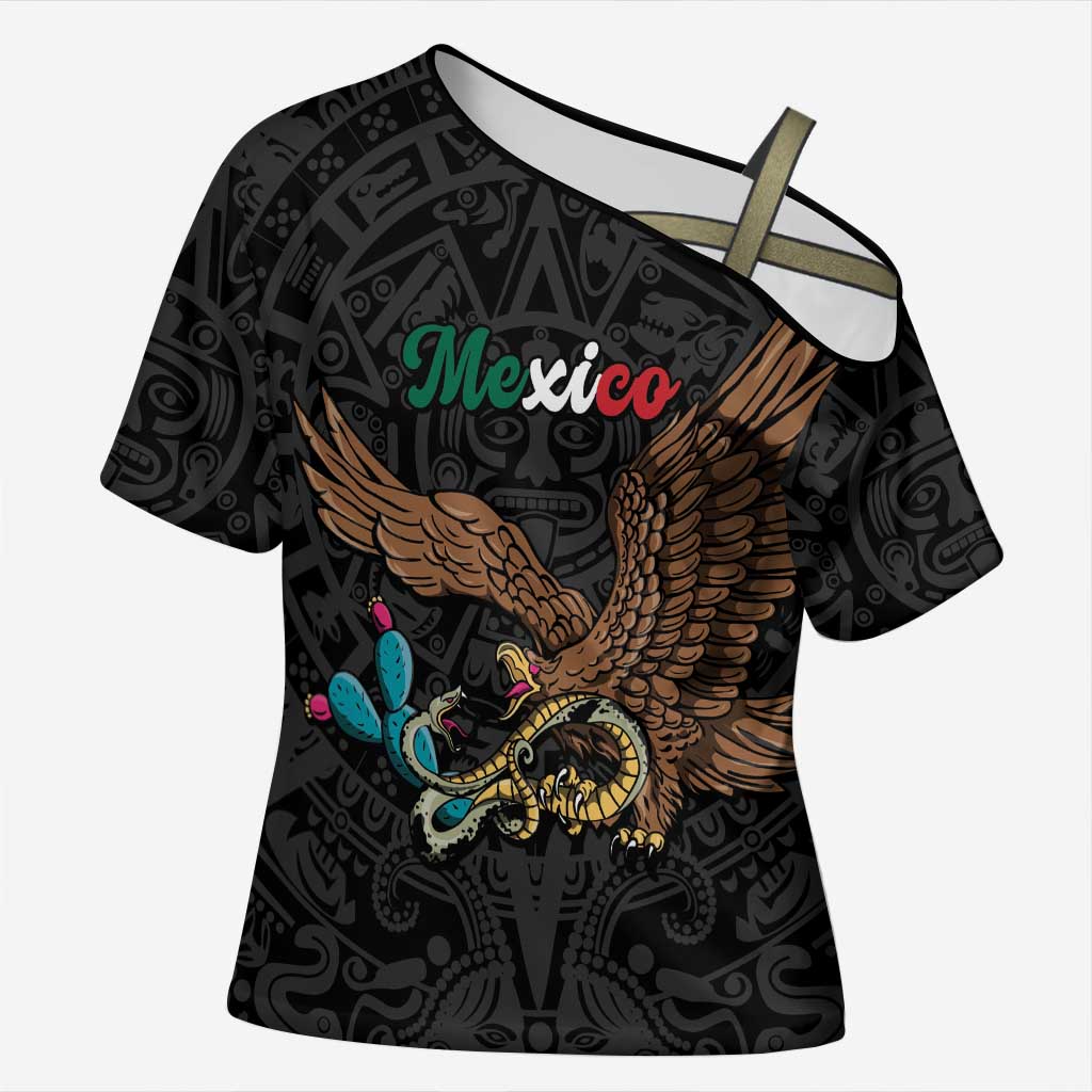 Black Mexico Aztec Custom Cross Shoulder Shirt Special Edition Heritage - Wonder Print Shop
