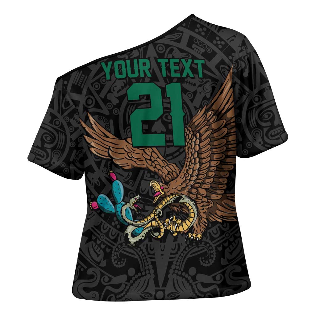 Black Mexico Aztec Custom Cross Shoulder Shirt Special Edition Heritage - Wonder Print Shop